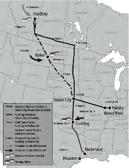 Map of Keystone Pipeline System. Courtesy of TransCanada.