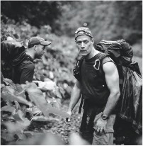 Sebastian Junger with Brendan O’Byrne in the background on their journey. Photo by Guillermo Cervera, courtesy of HBO.