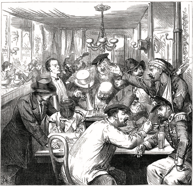 Figure 6. Fred Barnard, “Discussing the War in a Paris Café.” Illustrated London News, September 17, 1870.